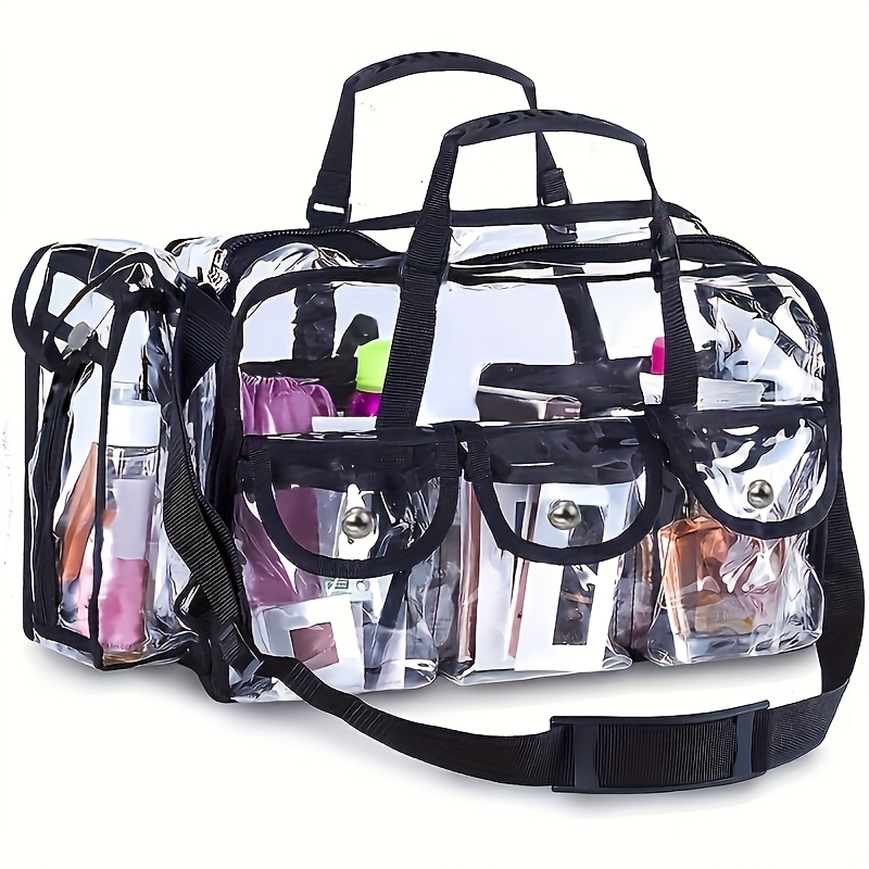 Image of Transparent Beach Bag Portable Large Capacity Travel Toiletry Bag Adjustable Shoulder Bag Multifunctional Makeup Bag Beauty Tool Storage Bag