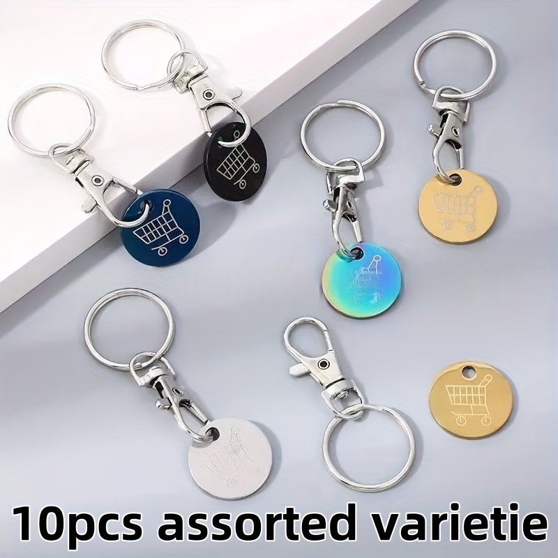 TEMU 10pcs Shopping Cart Keychain, Trolley Token Keychain For Men And Women, Diy Wallet Accessory, Backpack Pendant, Diy Wallet Making
