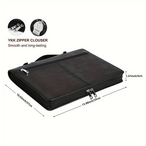 left or right portfolio with handle black portfolio for ipad leather padfolio with a4 notepad holder gift for him her graduation gifts
