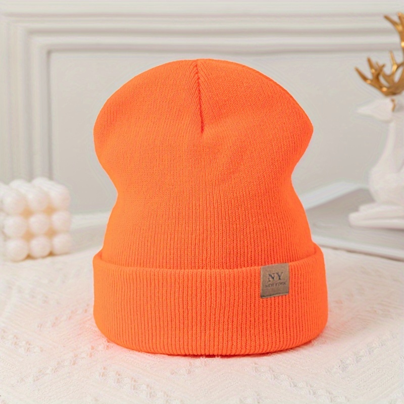 TEMU Bonnet Tricoté Jeunesse Automne/Hiver, Chapeau Tricot Simple et Polyvalent, Bonnet Détendu et Chaud