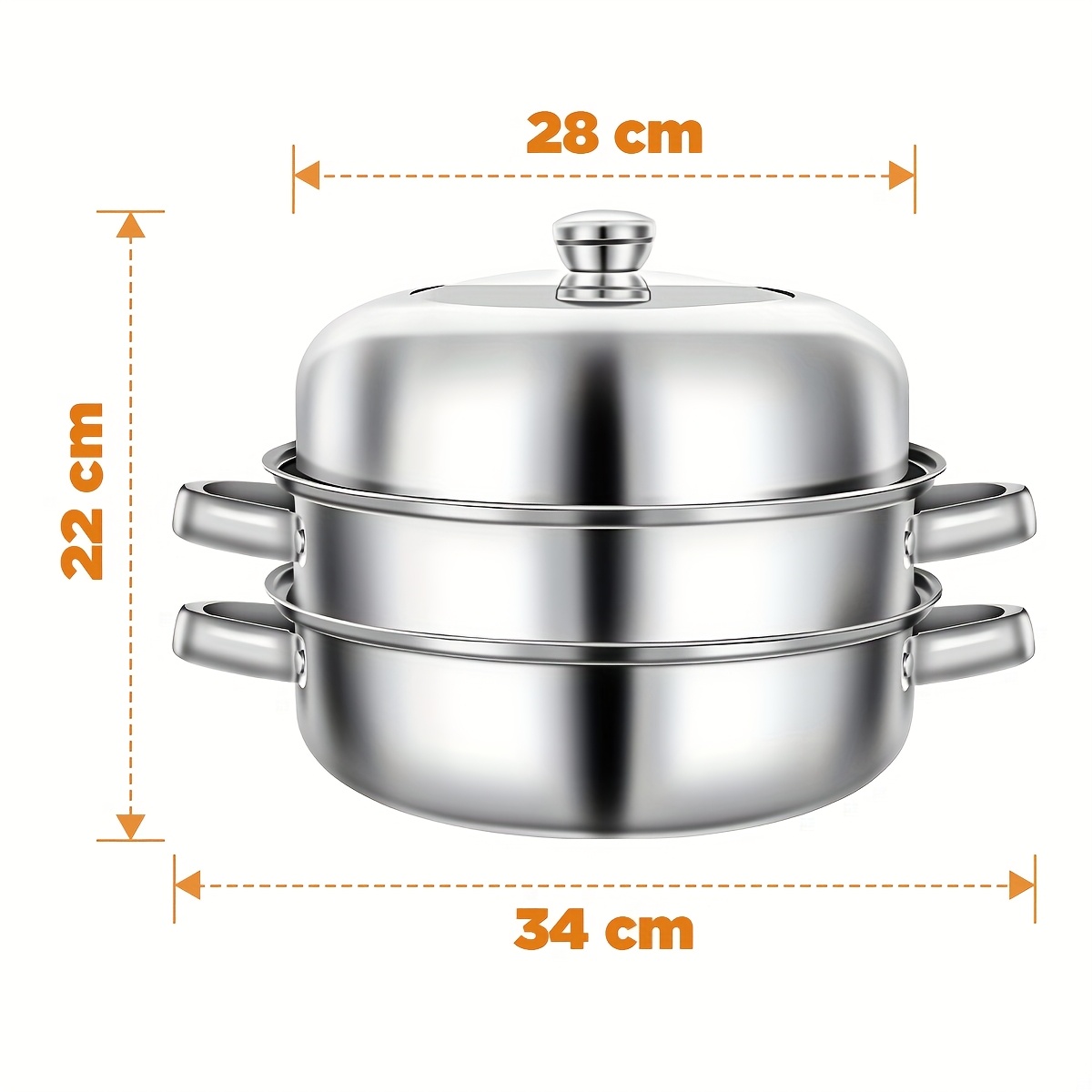 TEMU 3-layer Steamer Stainless Steel Steamer Soup Pot Hot Set Kitchenware Cookware