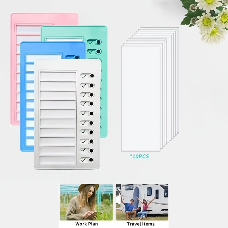 

1pc Chore Chart With 10pcs Blank Card Plastic Checklist Board With Detachable Cardstock List For Routine Planning Self Clock In Device