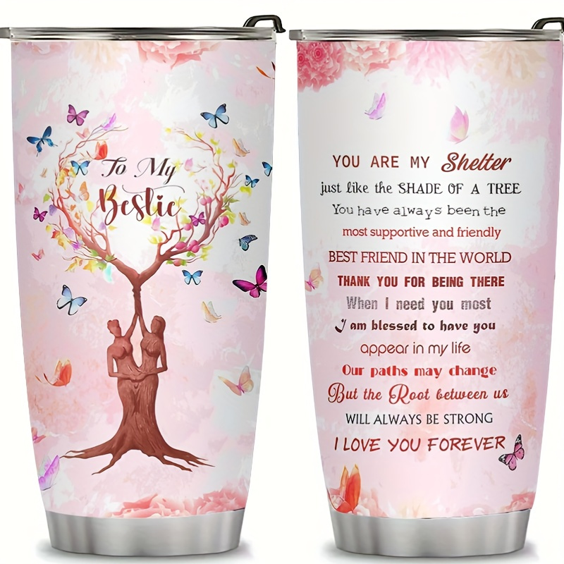 

20oz Best Friend Insulated With Lid - 304 Stainless Steel Vacuum Insulated Skinny Travel Mug, , Double Wall, Fits Straw, Hot 12 Hours, Cold , Hand Wash Recommended - Bestie Birthday Gift For Women