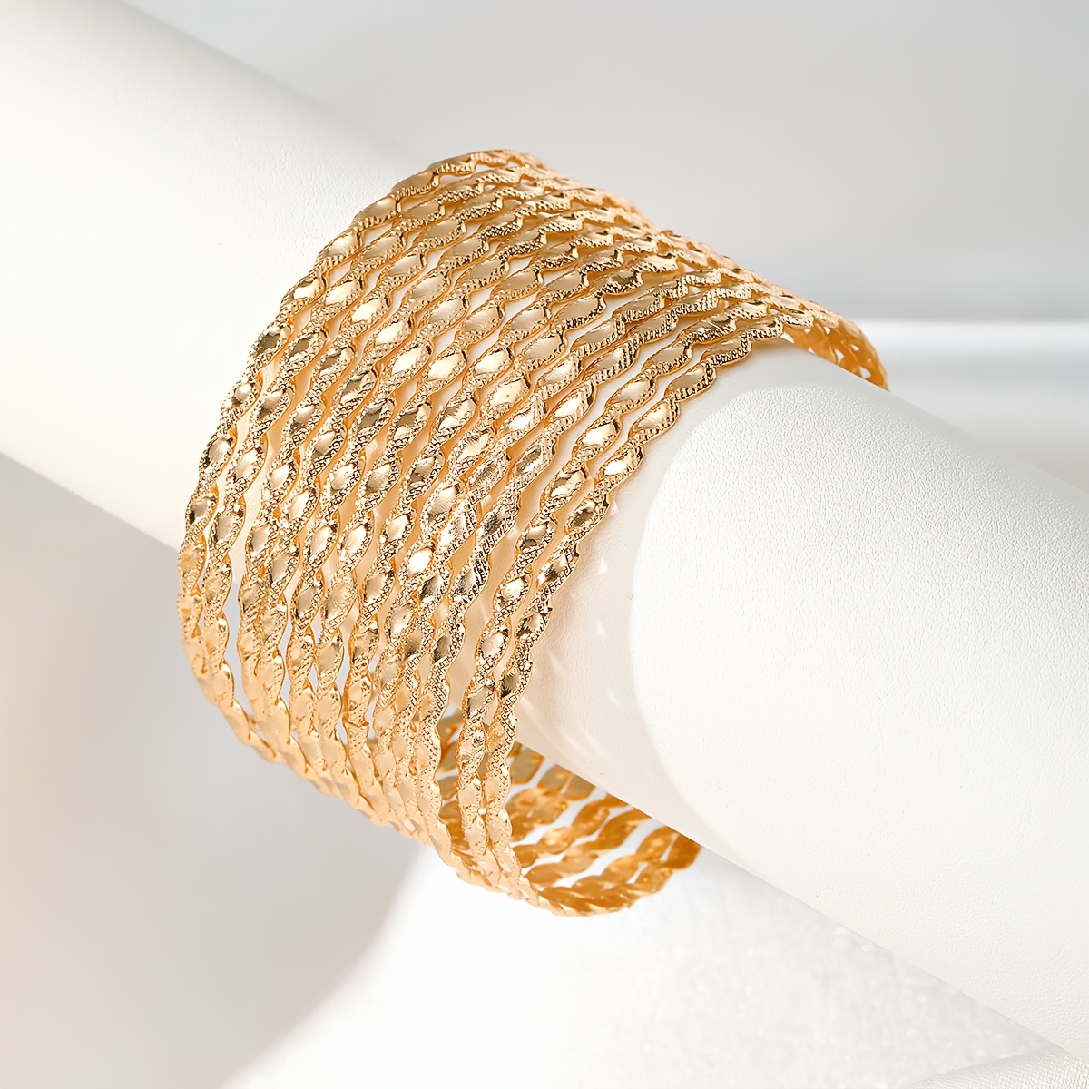 TEMU 12pcs/Set Rétro Bracelet Métal Multi-Couches Facile à Toronner Ensemble de Bracelets Femme Bijoux de Jour et de Soirée Assemblables