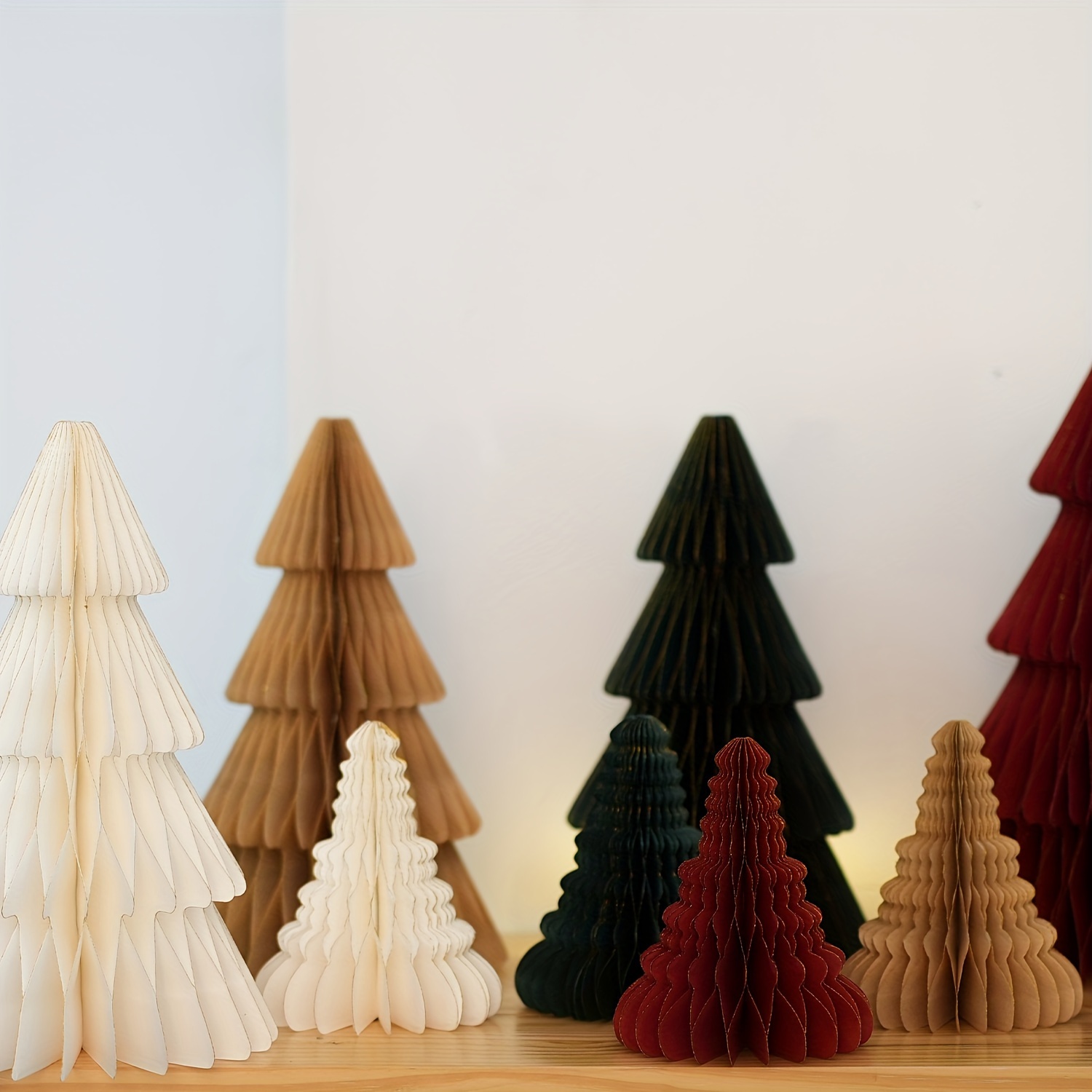 

2-pack, Honeycomb Paper Christmas Trees With , Tabletop Decor, Home & Kitchen Holiday Ornaments, No Lights, For Christmas, Thanksgiving, New Year, Holidays, Battery-free