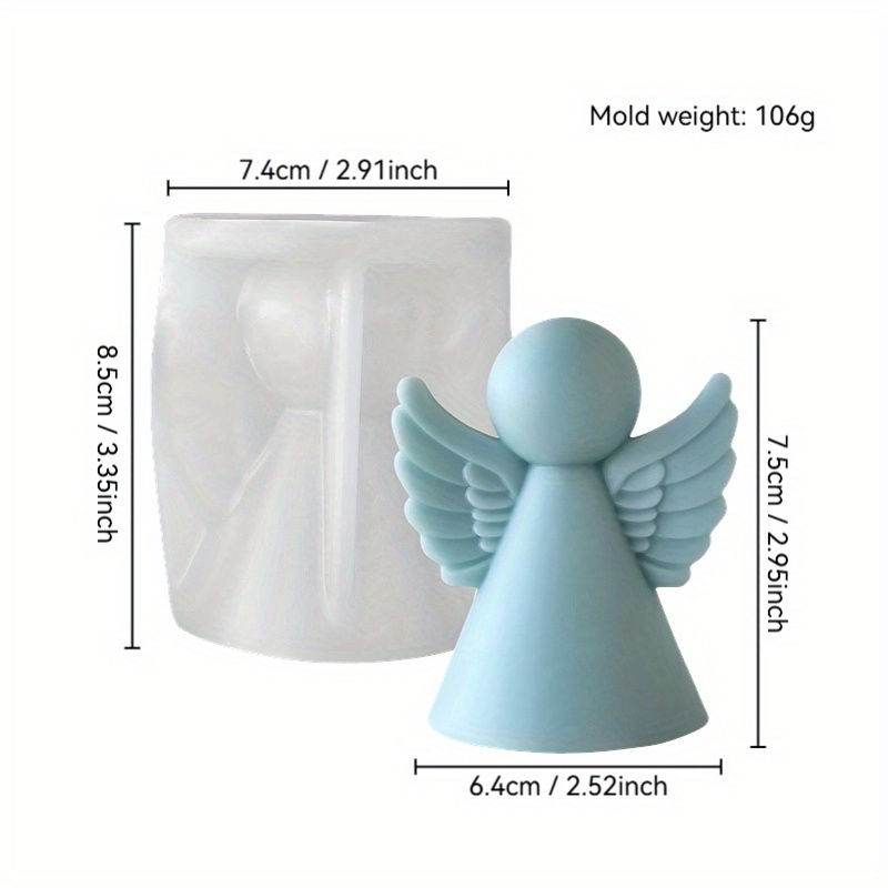 Jdh Silicone 3d Cute With Wings Silicone Candle Mold, Simple Figurine Mold For Diy Scented Candles, Reusable Resin/plaster/soap Mold, Baptism, Wedding & Decor Craft Supplies