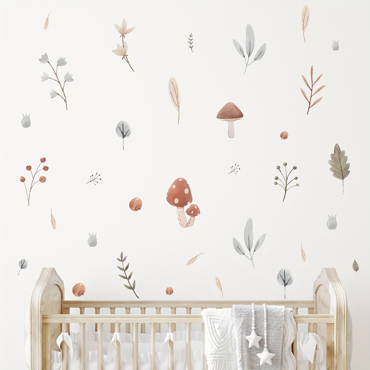 3pcs Cartoon Cute Snail Mushroom Leaf Forest Animal Wall Stickers For Bedroom Living Room Home Decoration Wall Decals
