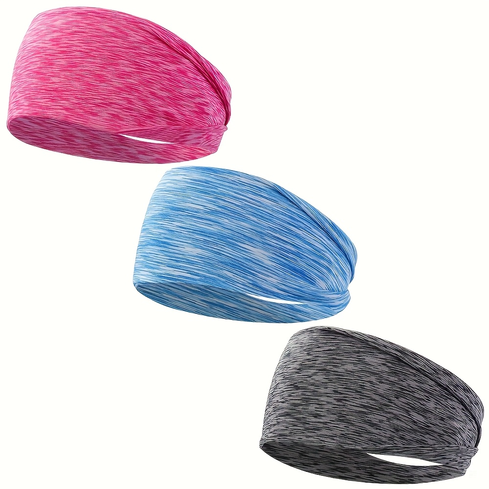 Image of 3pcs/set Mixia Colorful Striped Headband, Sweat-absorbing/anti-slip/elastic - Fashion Women's Hairband Suitable For Sports, Running, Yoga, Daily Use Headband Accessory