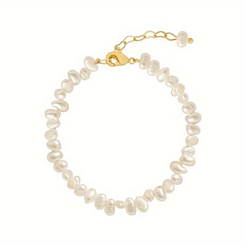 TEMU Collar y pulsera, conjunto de joyería elegante con perlas artificiales irregulares, ideal para looks casuales y accesorios de