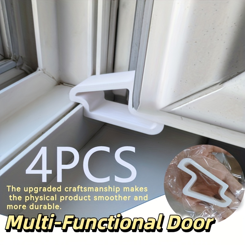 Image of 4pcs Door Window Stopper, Anti-collision Bumper And Track Lock Kit - Sturdy Plastic Window Fixer, Balcony Isolator For Ventilation And Privacy, For Patio Doors, Bedroom Essential | Gift