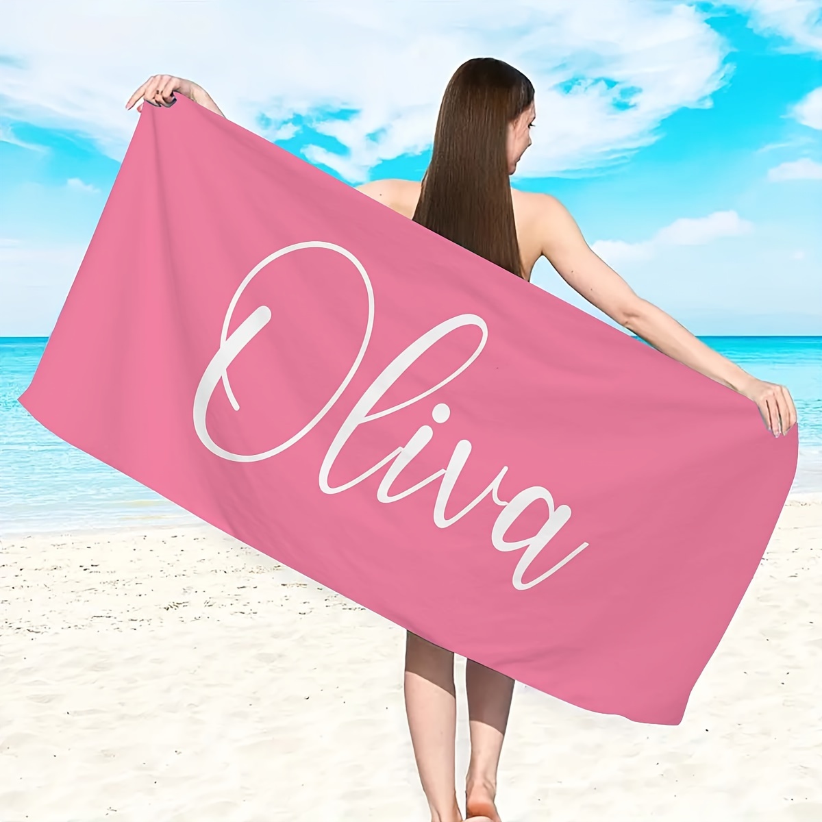 

1pc Customized Beach Towel, Personalized Beach Blanket, Super Absorbent & Quick-drying Swimming Towel, Suitable For Beach Swimming Outdoor Camping Travel, Ideal Beach Essentials