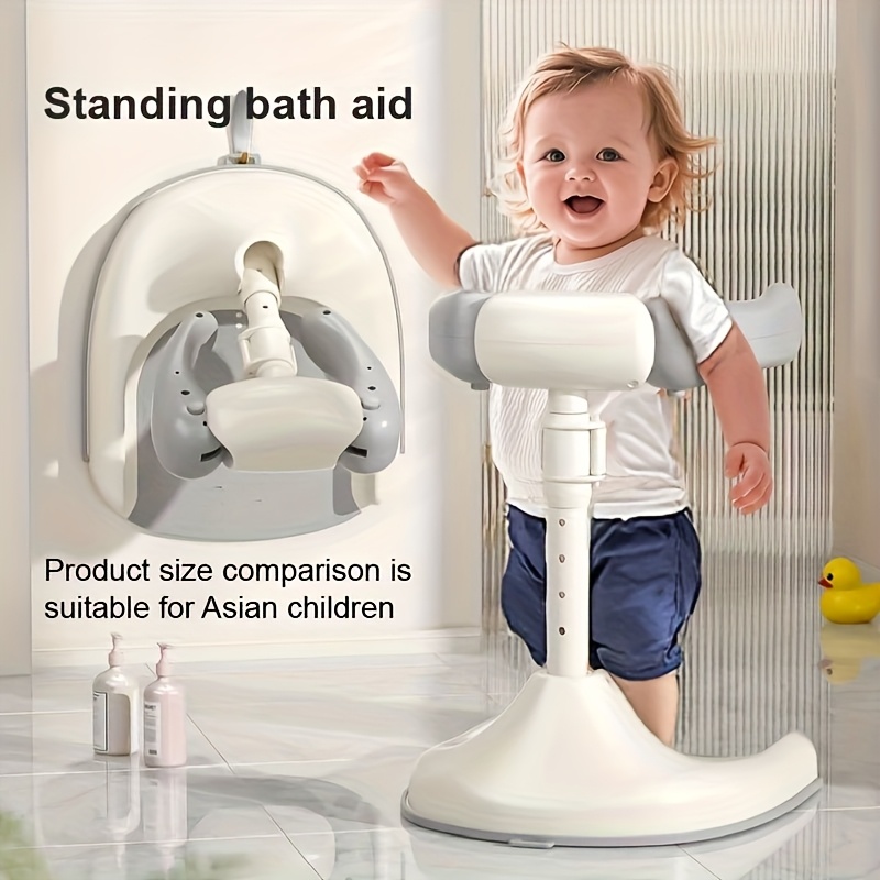 Adjustable Folding Baby Standing Bathtub Stand, Non-Slip Children's Bathing Aid, Household Bathtub Rack for Standing Hair and Bottom Washing