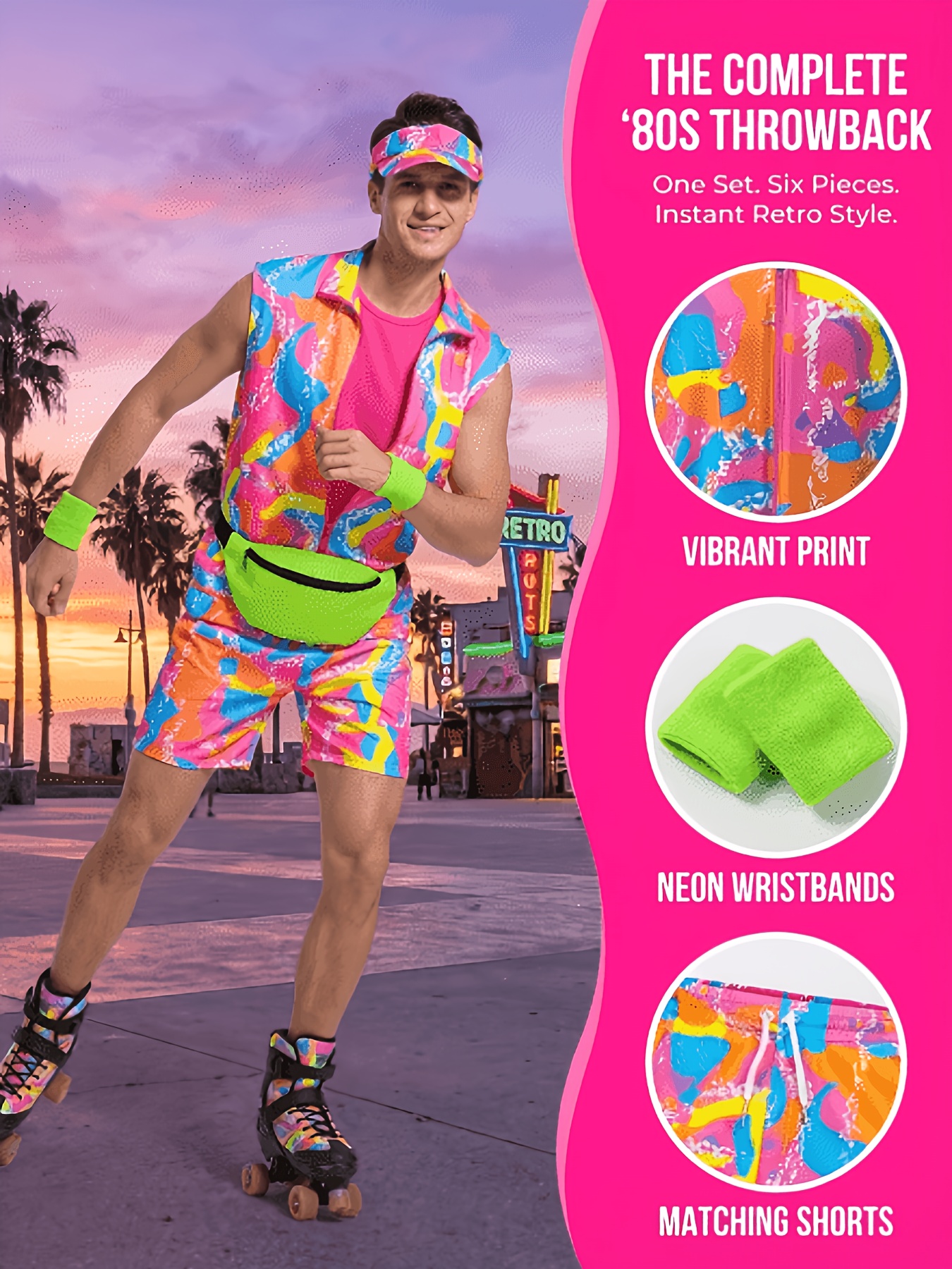 6pcs 80s Workout Costume for * Halloween Cosplay 80s 90s Workout Outfit  Party Clothing for Adult *s.Spring/Summer *'s Clothing Suitable for  Halloween, Casual Attire, Fitness Activities, Carnivals, And ...