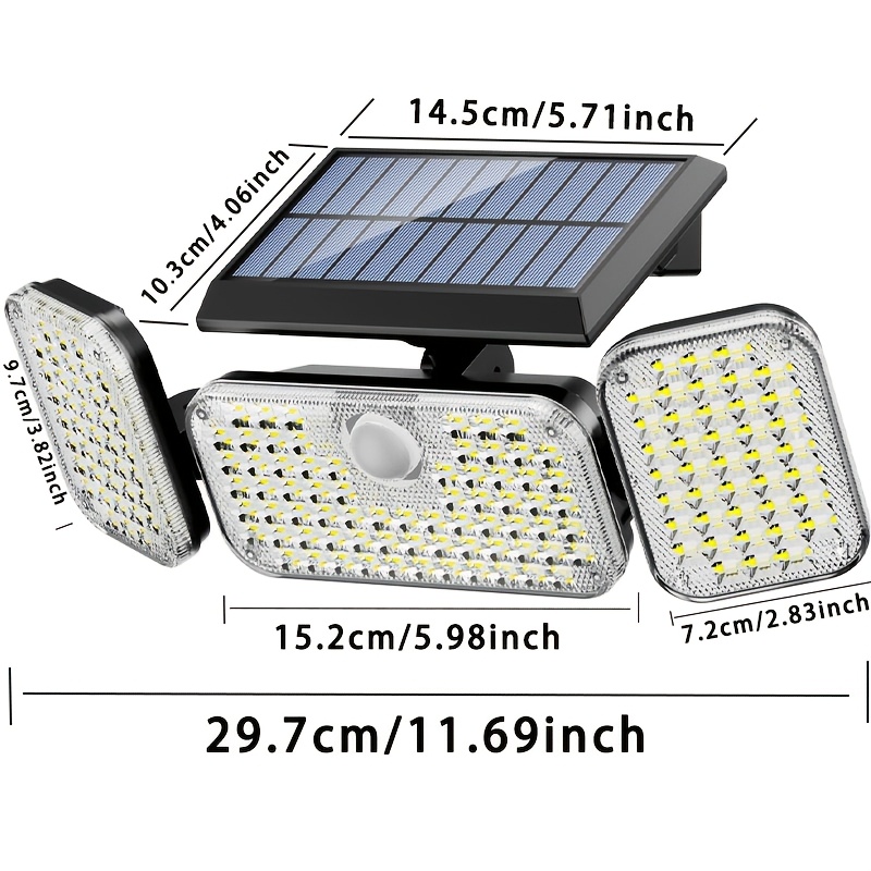 TEMU 2026 New Product 153 Led Sensor Light With Motion Sensor, Ip44, 3 Brightness Outdoor Wall Light, Suitable Fort Door, Courtyard, Garage, Street