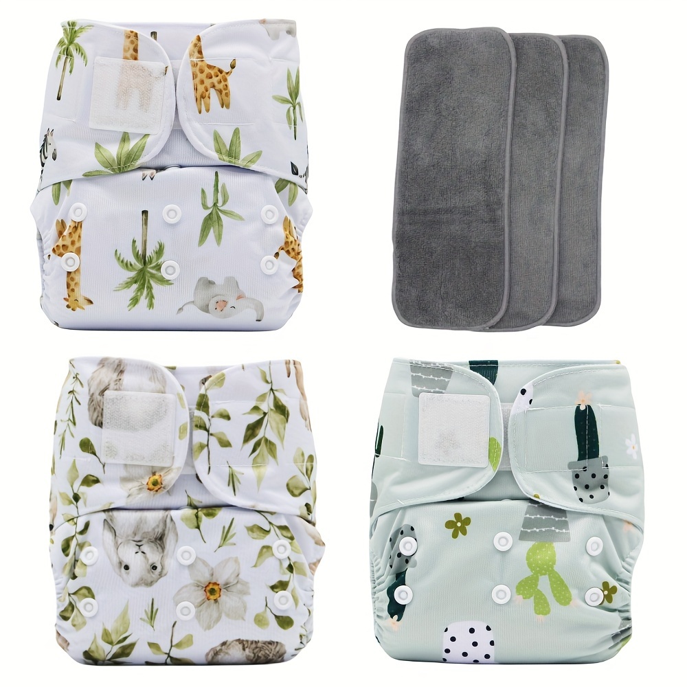 

3 Diapers With 3 Inserts: Reusable Cloth Diapers Set For Babies 0-3 Years - Asenappy