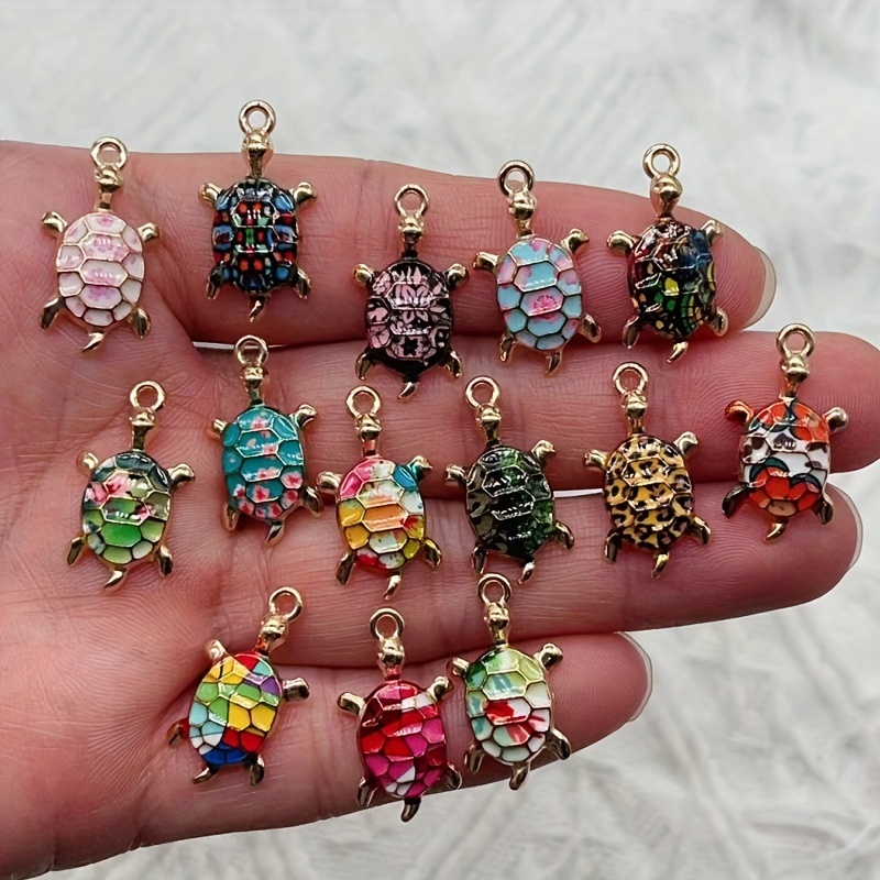 

10-pack Enamel Sea Turtle Charms, Cute Animal Pendant Set For Diy Jewelry Making, No Mosaic Zinc Alloy Pendants For Necklaces And Bracelets