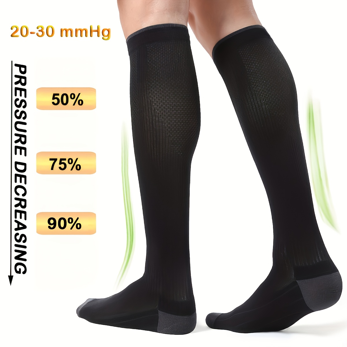 Compression Socks For Women And Men, 20-30 Mmhg Knee High Compression Stockings, Circulation Support Socks For Running Nurses Travel Athletic - Soft & Breathable
