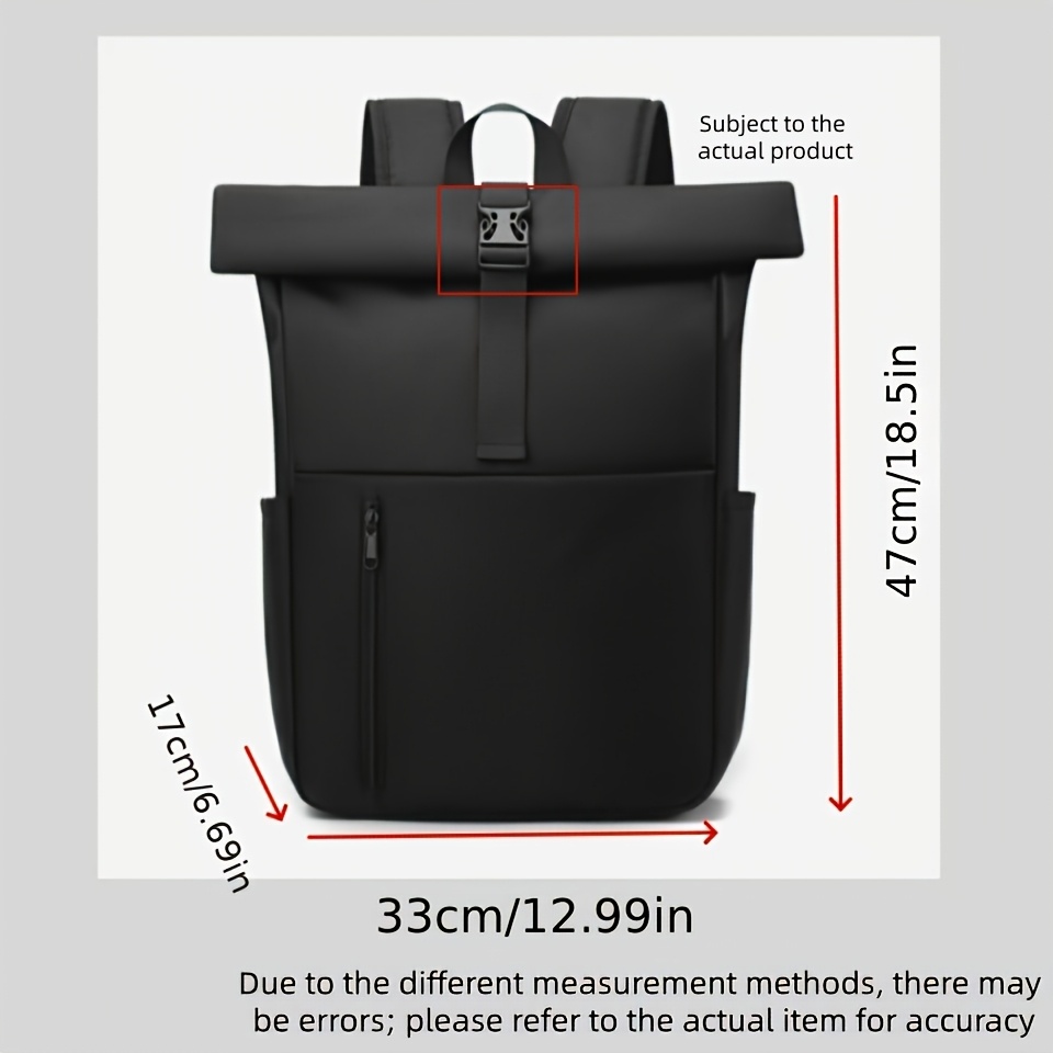 Short Trip Hiking Mountaineering Backpack Large Capacity Roll-Top Lightweight Single Shoulder Bag Solid Color Easy Handbag Fashion Commuter Double Shoulder Bag