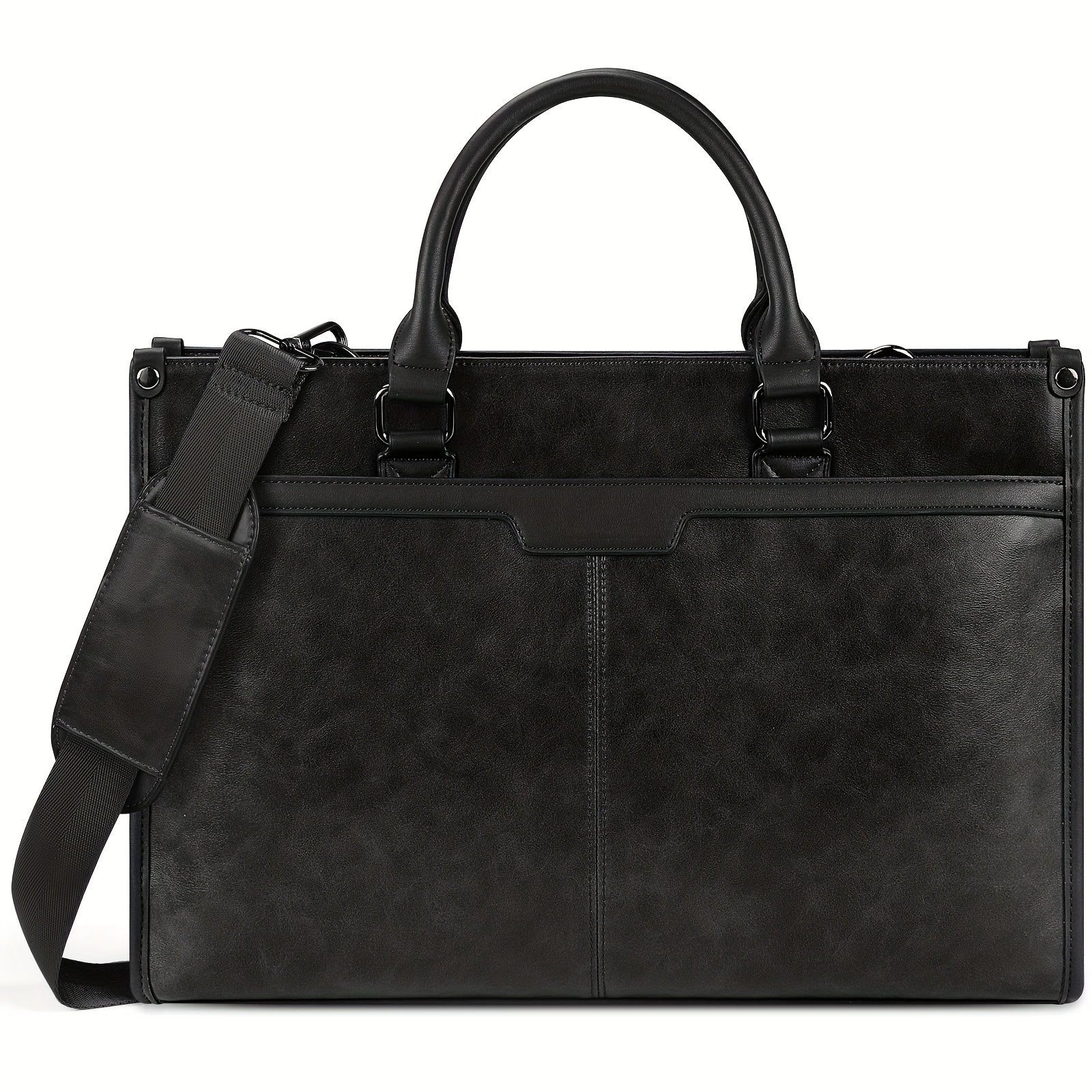   メンズ 大容量ビジネスブリーフケース 15.6インチ対応 a4ラップトップコンパートメント付き マルチ 就職活動バッグ オフィス＆採用用通勤ケース (ブラック) - 調整可能ストラップ＆タブレット対応 商品詳細 1
