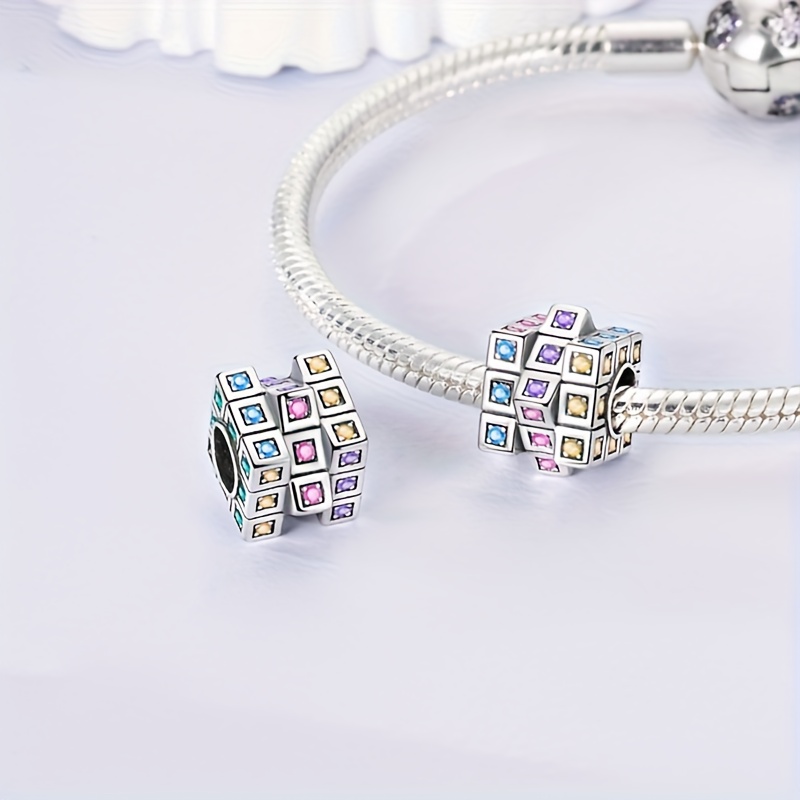 E-shop Würfel-Anhänger Perlen Hypoallergener Schmuck Geschenkidee Passend für Original 3mm Marken-Armbänder Halsketten