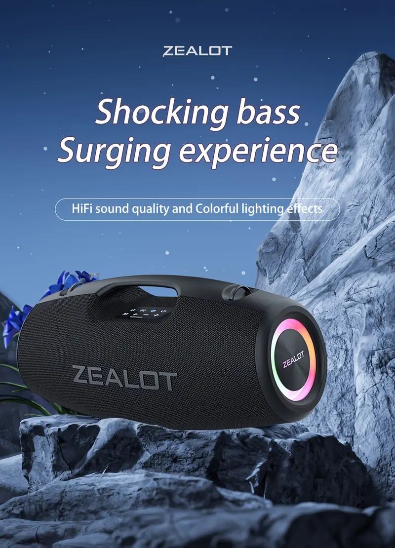 s78 100w portable wireless speaker with ipx5 high quality, 36h playtime, wireless 5.3, dual pairing, shoulder strap & usb-c charging - bass for , camping, beach, camping gear, stylish audio, construction, party hosts details 0