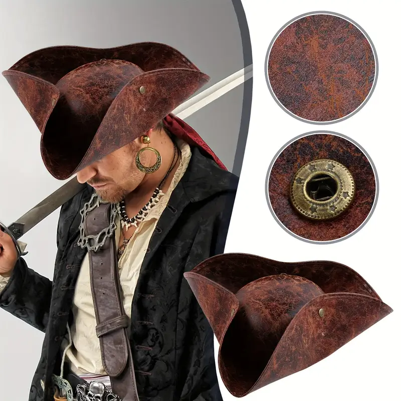 hat for adults faux leather costume accessory for birthday halloween themed parties hand washable electricity free featherless role playing prop cosplay gear details 5