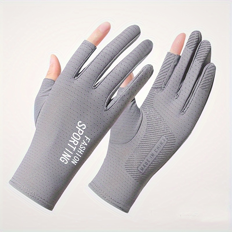 TEMU Gants d'été en fibre de glace pour femme, fins, extensibles, antidérapants pour le cyclisme et la conduite, à doigts apparents