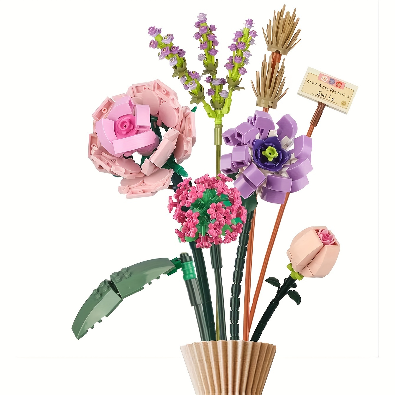 

Beautiful Flower Bouquet Mini Building Blocks, Diy Brick Set, Home Decoration, Holiday Gift