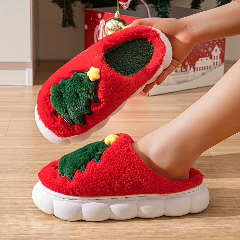 

Christmas Pattern Out Slides, Non Fuzzy Slippers, Bedroom