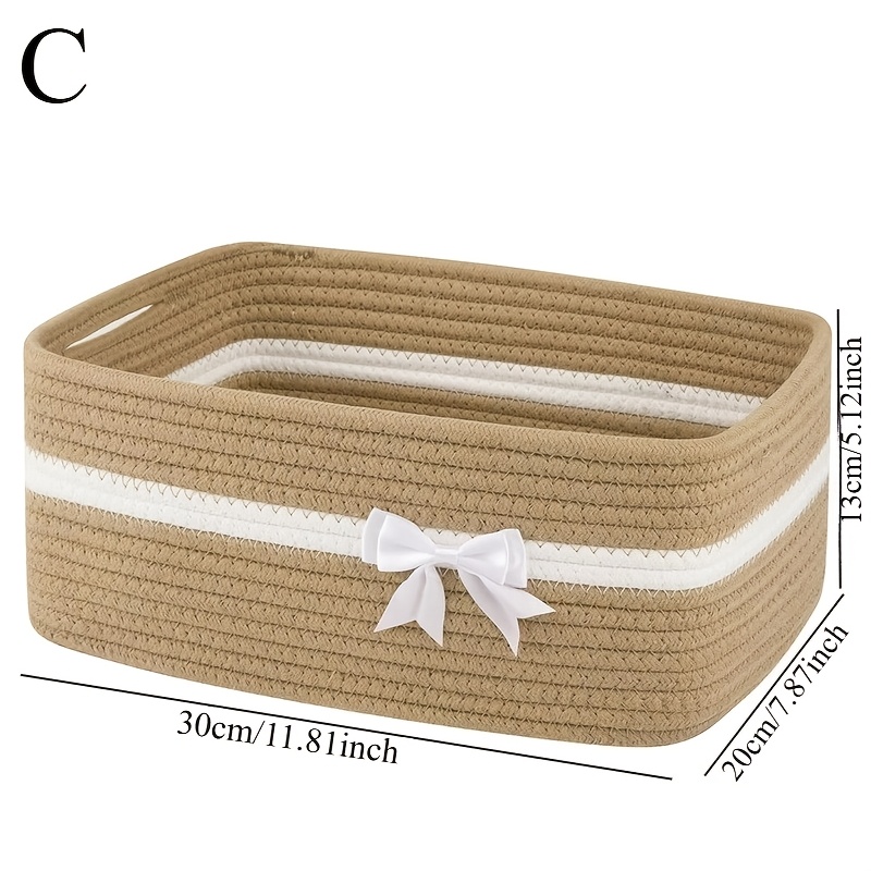 TEMU A Thickened And Enlarged Nordic-style Desktop Cosmetics Storage Basket. Suitable For Thanksgiving, Mother's Day, And . Woven Miscellaneous