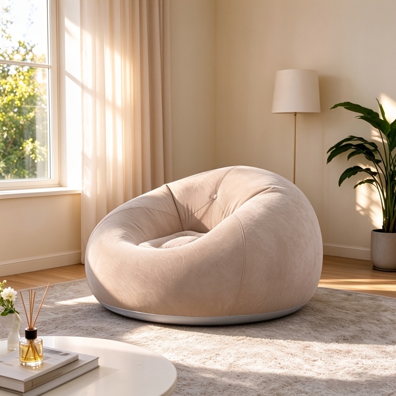 TEMU 1pc Large Size Lazy Air Sofa Chair, Pvc Bean Bag Sofa, Suitable For Indoor And Outdoor Seating
