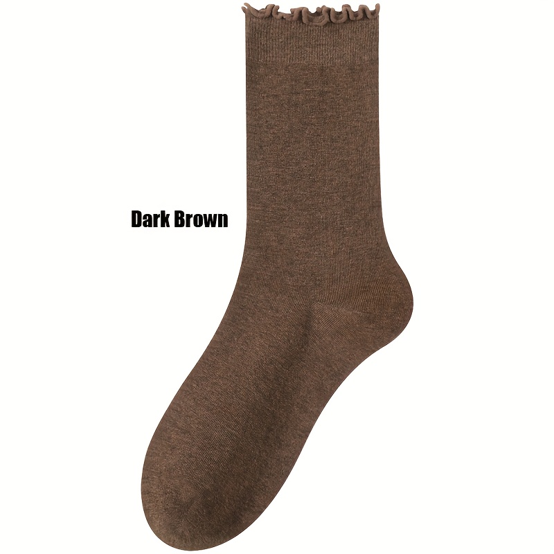 1 Pair Women's Slouch Socks With Lace Trim - Soft Breathable Moisture-wicking Comfortable Ankle/calvesocks Suitable For Wear - Multi-colors (white, Cream, Beige,, Black, Dark Brown)