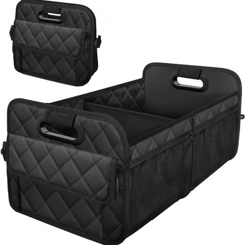 car trunk organizer with 48l large capacity car accessories for women men collapsible trunk organizer for suv jeep black non food contact storage organizer trunk organizer