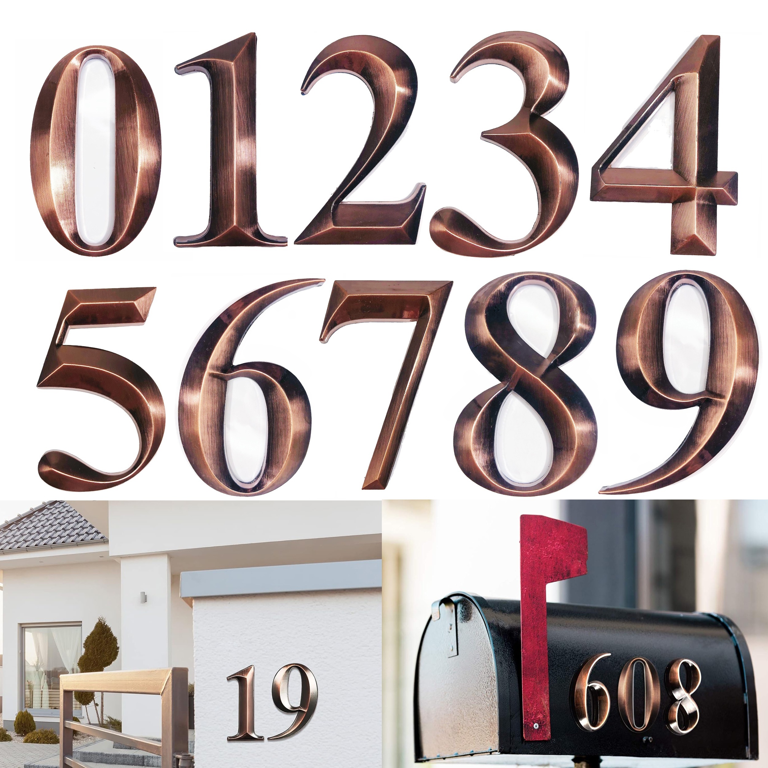 3 Pouces 3D Numéros de Boîte aux Lettres Numéros de Maison Auto-adhésifs  Numéros d'Adresse Étanches Autocollants de Numéro de Rue de Porte pour  Maison