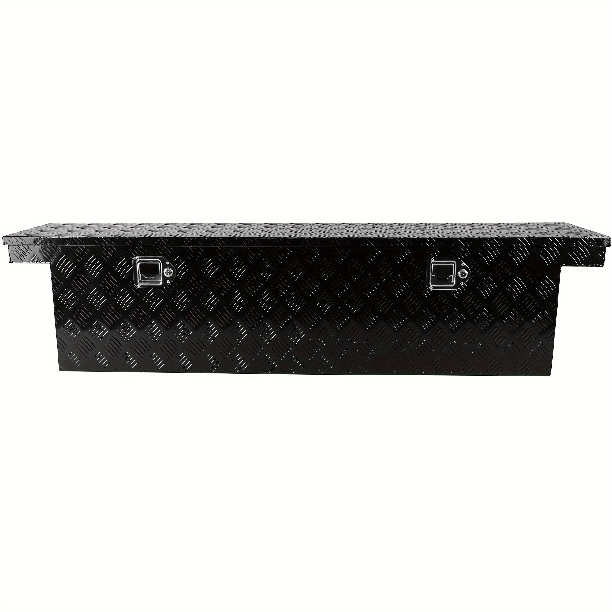 

60.2"(l) X 12.2"(w) X 14.4"(h) Pickup Truck Bed Tool Box Trailer Tool Box For Bed Of Truck, Aluminum Stripes Toolbox For Truck Rv Tralier, , Black Surface