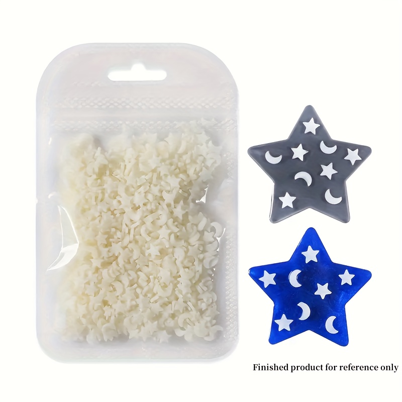 TEMU 1000pcs -the-dark Polymer Clay - Star And Moon Shapes/ Black Light-activated Fluorescent Resin Mold, Suitable For Making, Scrapbooking And