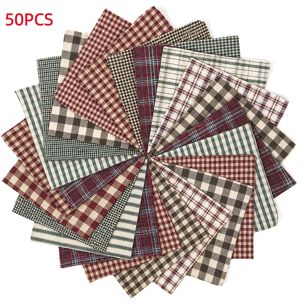TEMU Ensemble de pendentifs d'épices d'automne 30/50 pièces, carrés de tissu à carreaux de coupe fine de 3,94 X 3,94 pouces - pour le quilting, les