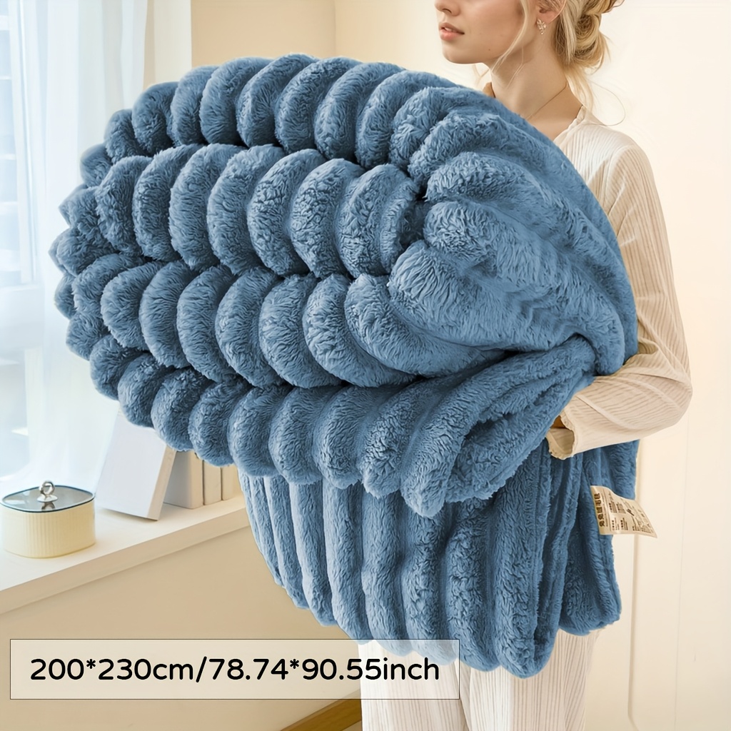 1 unidad, Manta Suave y Cálida de Terciopelo/Forro Polar de Leche, Estilo Moderno de Lujo Ligero, Lavable a Máquina, Felpa de Imitación de Piel de Conejo, Adecuada para Todas las Estaciones, Ideal para Usar en Camas, Sofás, Camping, Etc.