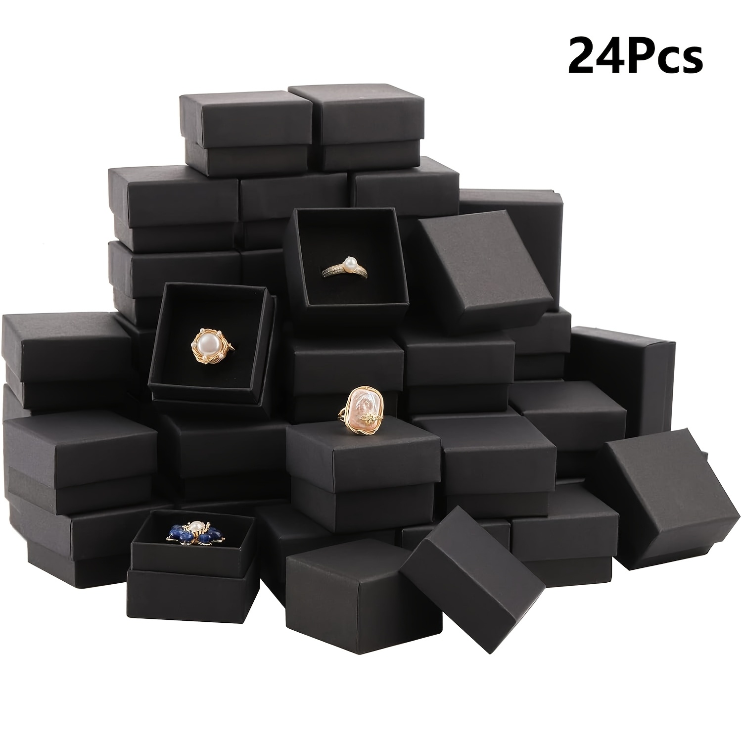 juego de 24 cajas de regalo para joyas con anillos, con insertos de espuma, aptas para anillos y aretes, de material    