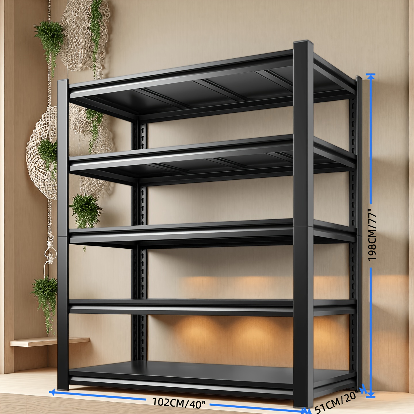 Image of 72 Inch Heavy-duty 5-tier Adjustable Metal Storage Shelving, Boltless Easy Assembly Utility Rack. Multiple Width Sizes Of 90cm And 122cm . Perfect For Garages, , Basements, Kitchens, Pantries