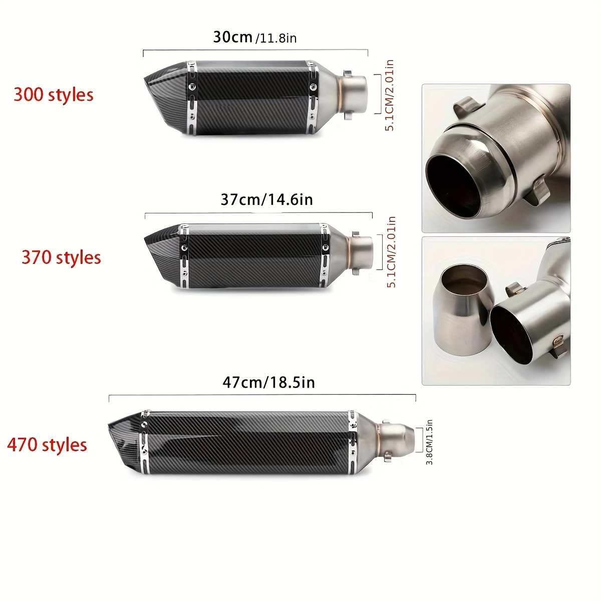 1pc stainless steel motorcycle exhaust pipe 38 51mm universal fit db killer built in compatible with street motor scooters off road motorcycles details 2