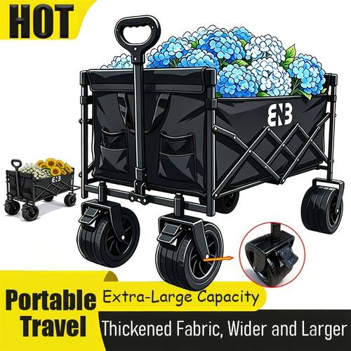 high capacity folding cart all terrain wheels large capacity ideal for camping picnics garden work shopping reinforced frame for and portability essential for multi
