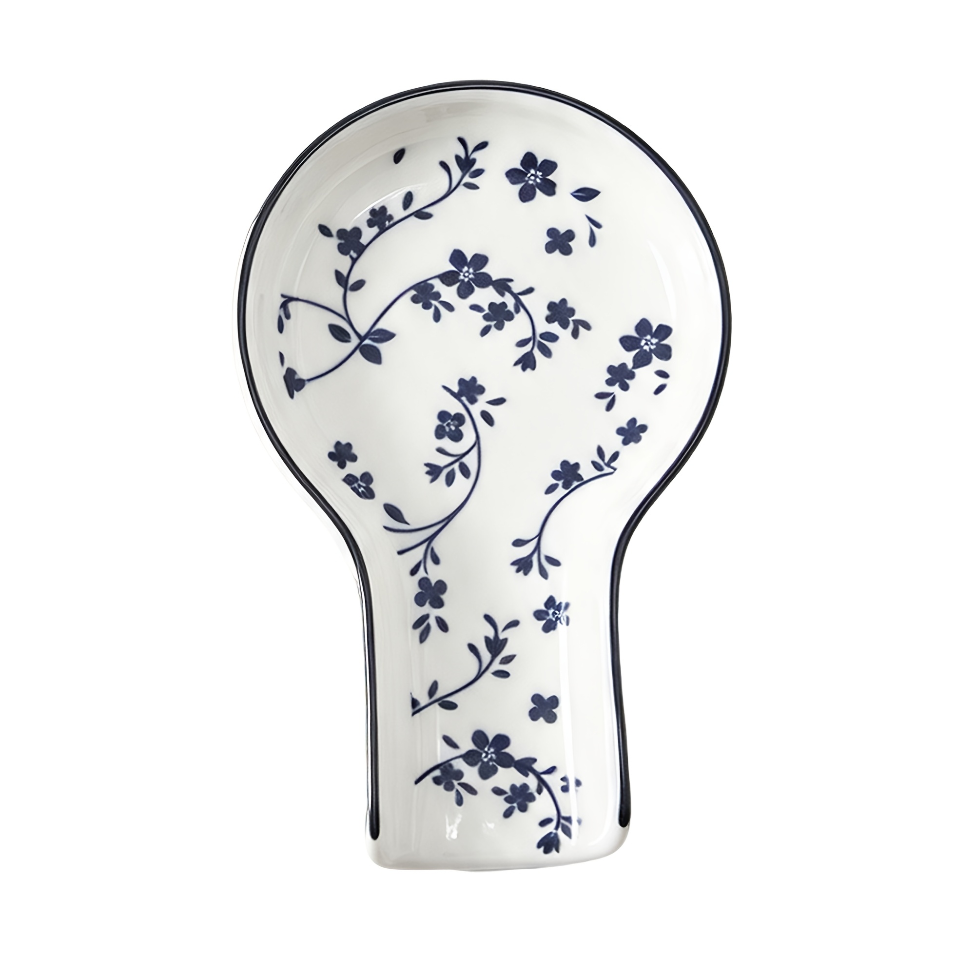 TEMU 1pc Japanese-style Porcelain Spoon Holder, Decorated With Cats And Flowers | Spoon Holder With | For Kitchen Counters, Utensils, Ladles, Cooking