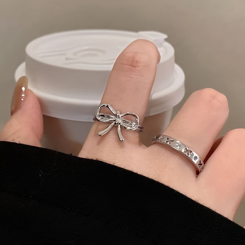 Irregular Ballet Bow Ring Set - Light Cold Open Index Finger Ring