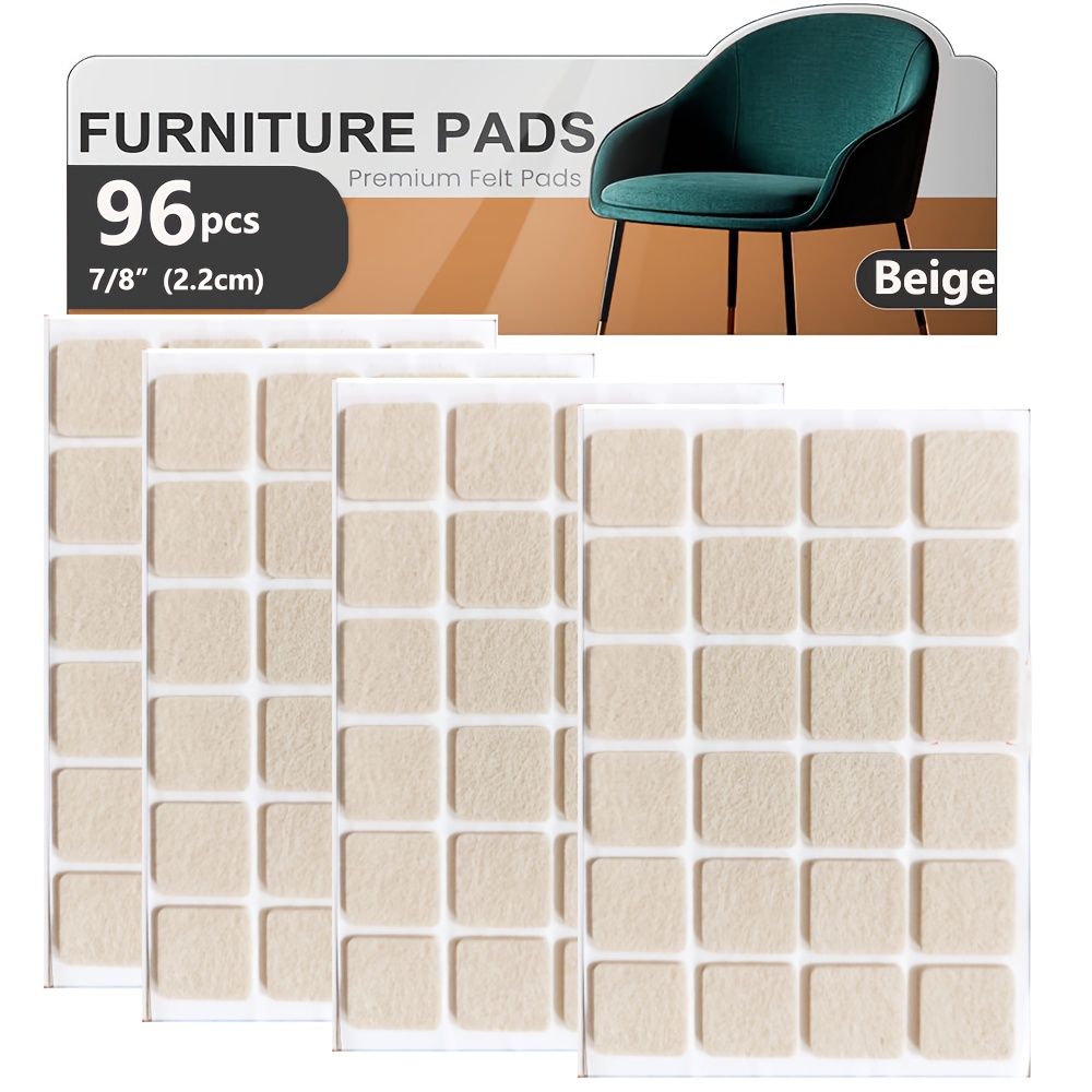 TEMU Patins de meubles en feutre - 96 pièces 3/8" (2,2 cm) - Protections de sol en feutre - Patins de chaise en feutre - Patins de meubles pour pieds
