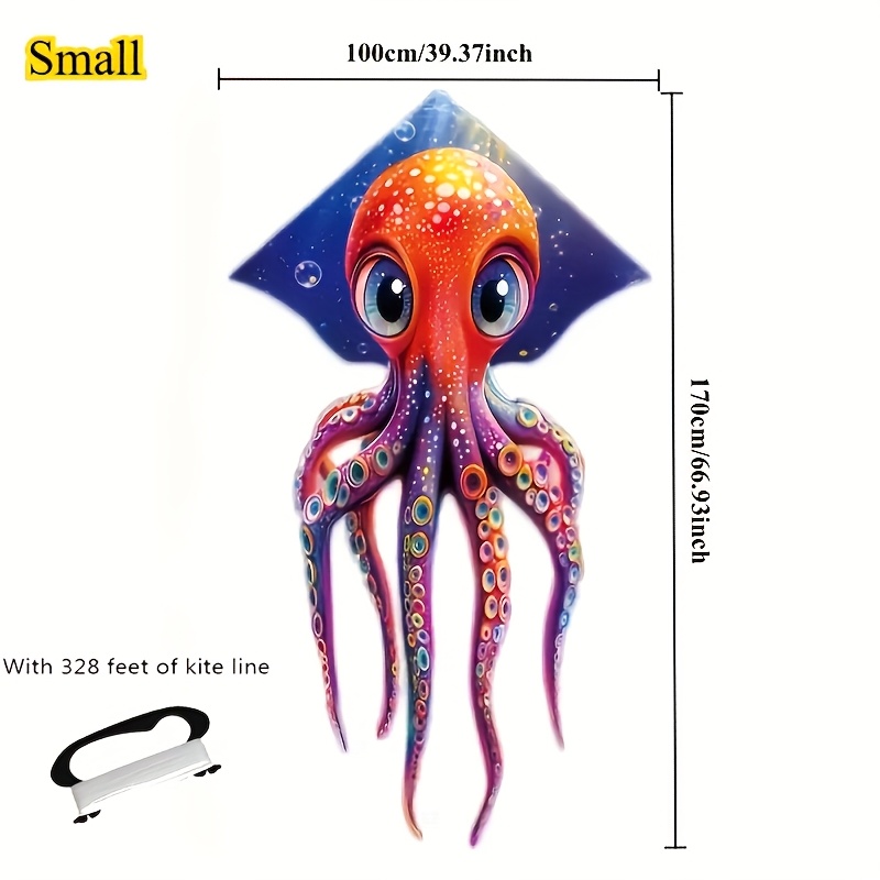 TEMU 1pc 3d Octopus Kite, For Beginners, Beach & Outdoor Fun Kite For Adults/kidsï¼comes With 328ft ,100-inch Elegant Tail Design, Durable Polyester