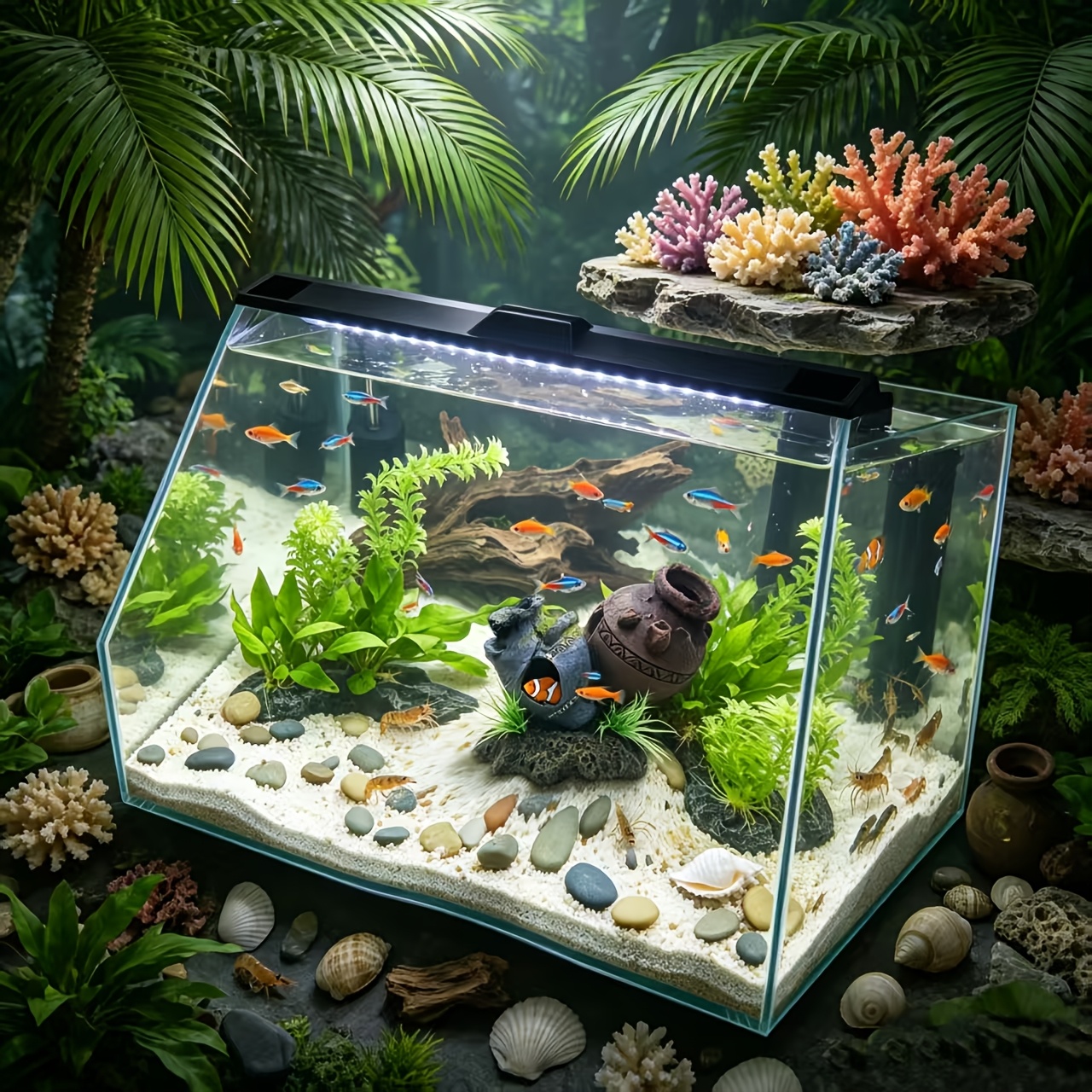 TEMU Retro Distressed Fish Tank Landscaping Pottery Jar, Hiding House Ornament, Simulated Old Broken Pottery Jar + Aquarium Decoration, And Shrimp