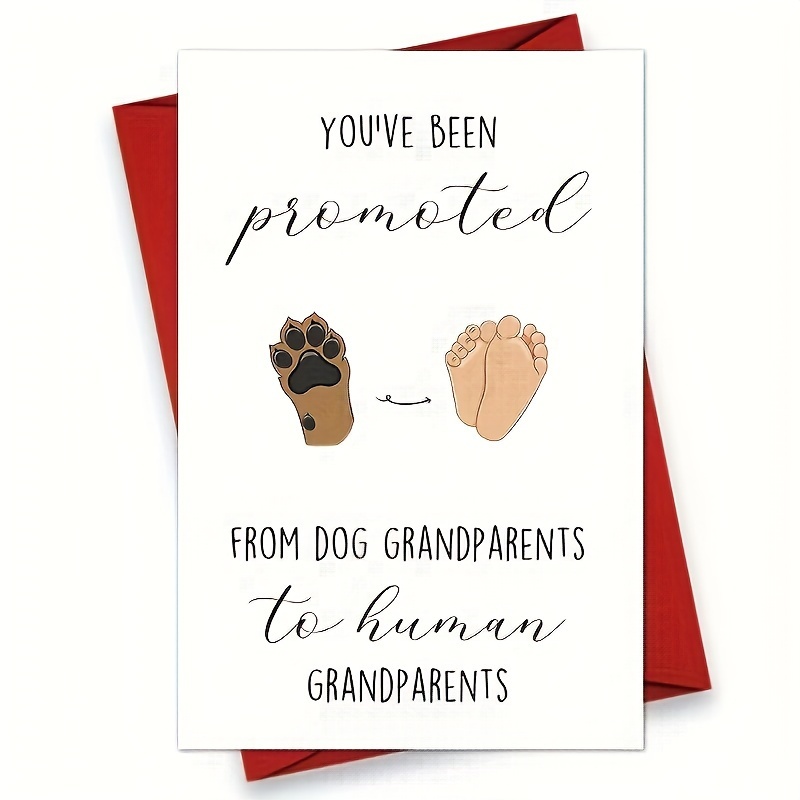 

Funny Pregnancy Announcement Card For Grandparents, Cute ' From Dog Grandparents To Human Grandparents' Reveal Card With Envelope, 19x13cm