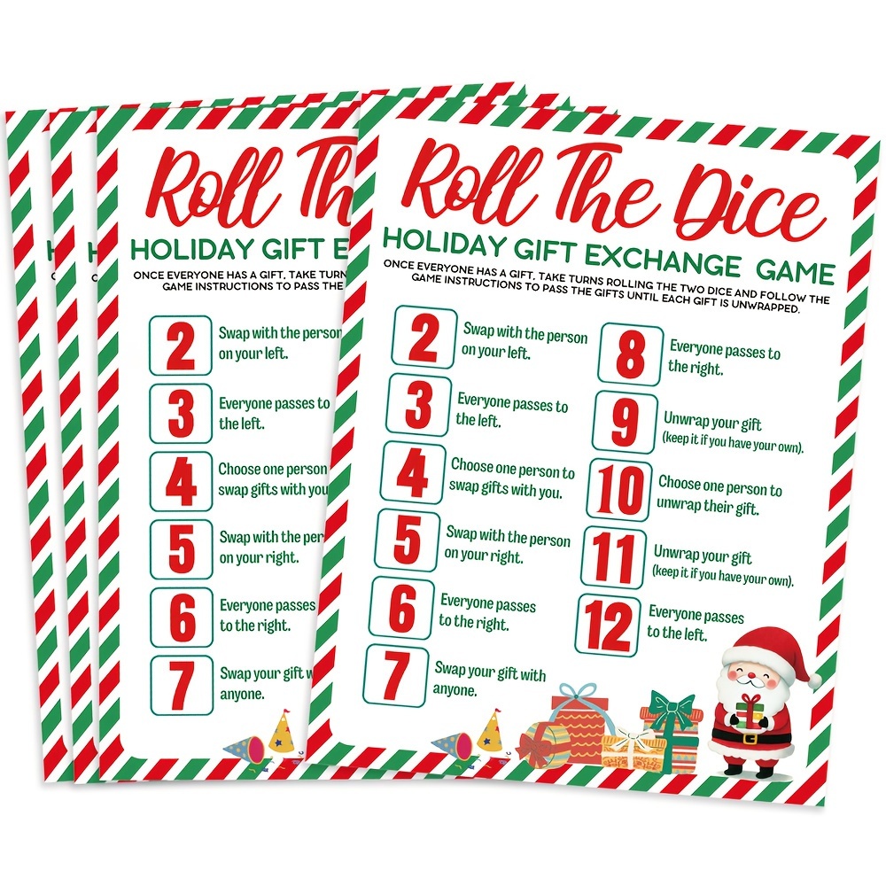 

Christmas Dice Roll Gift Exchange Game - Holiday & Family Parties, No Batteries Required, High-quality Paper