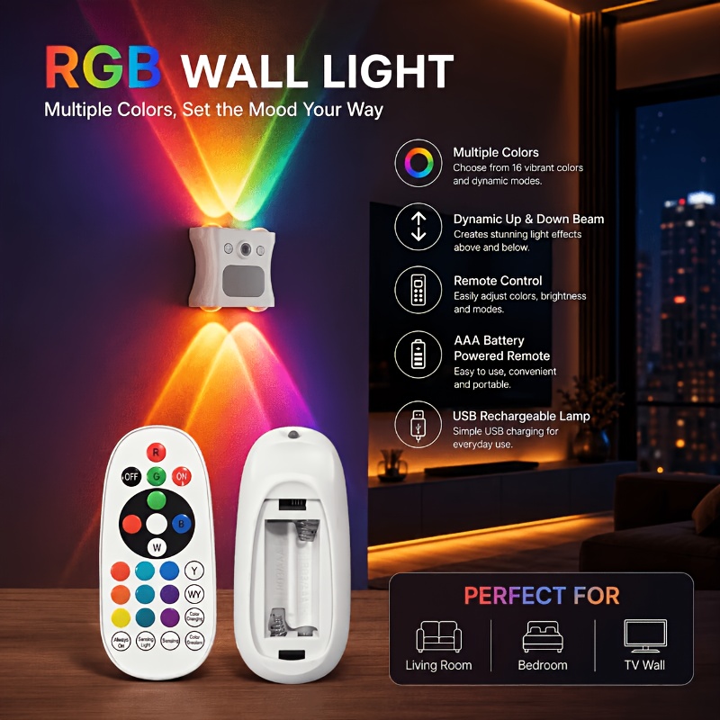 USB Rechargeable RGB Night Light with Remote Control